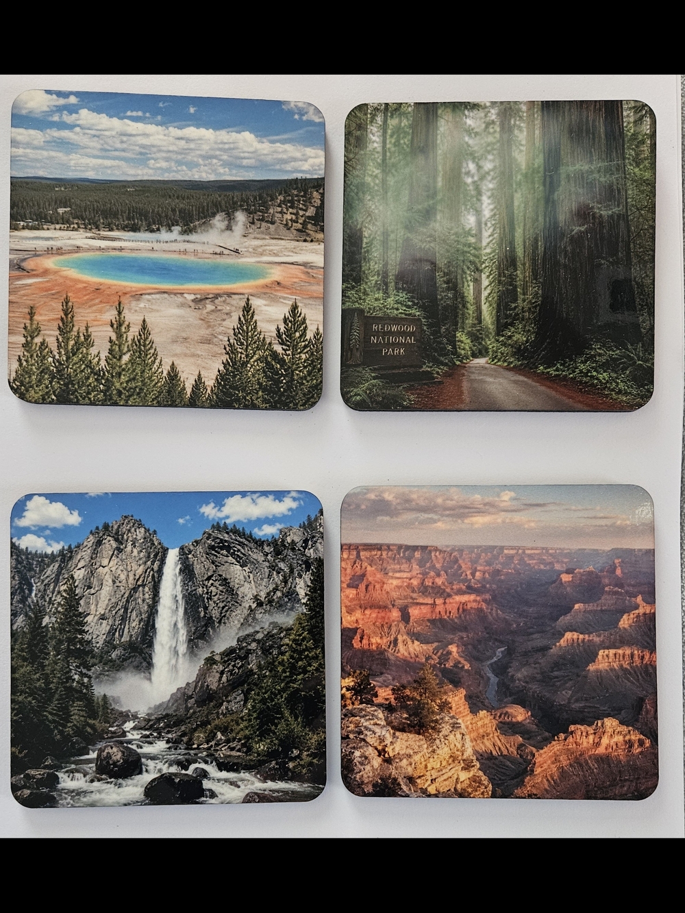 Hand Crafted Scenic National Park Coaster Set - Blue, Green, Brown, Orange